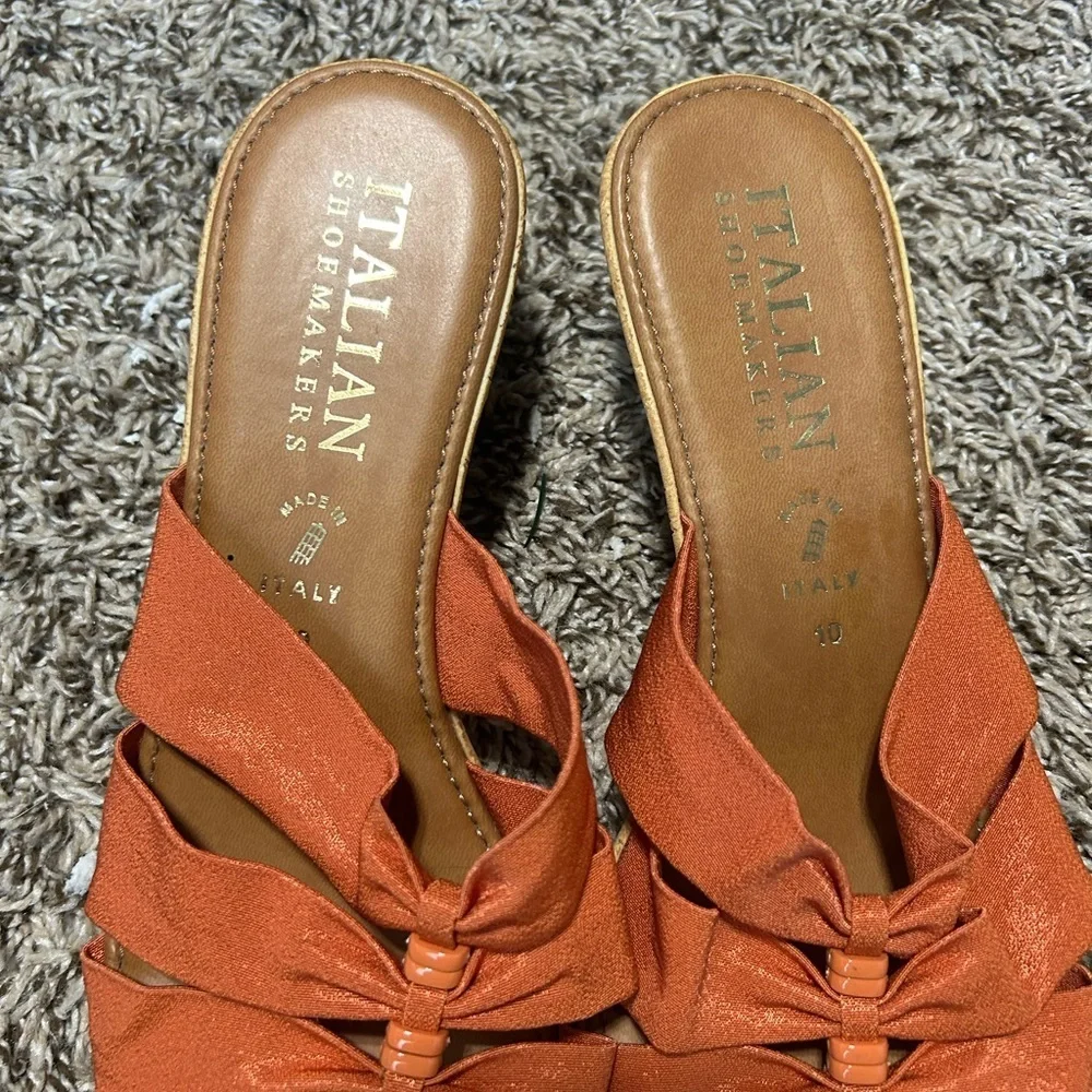 Italian Shoemakers Orange Brown Sandals with Knotted Design